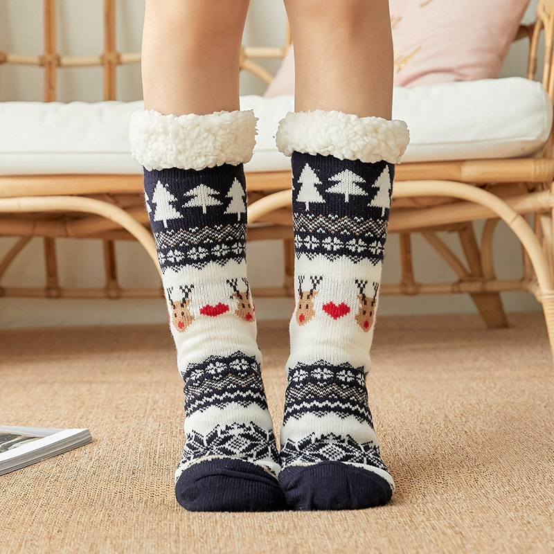 12 Pairs Slipper Socks Autumn Winter Socks Adult Cartoon Floor Socks Plus Thick Velvet Thick Carpet Home-slip Socks Sleep